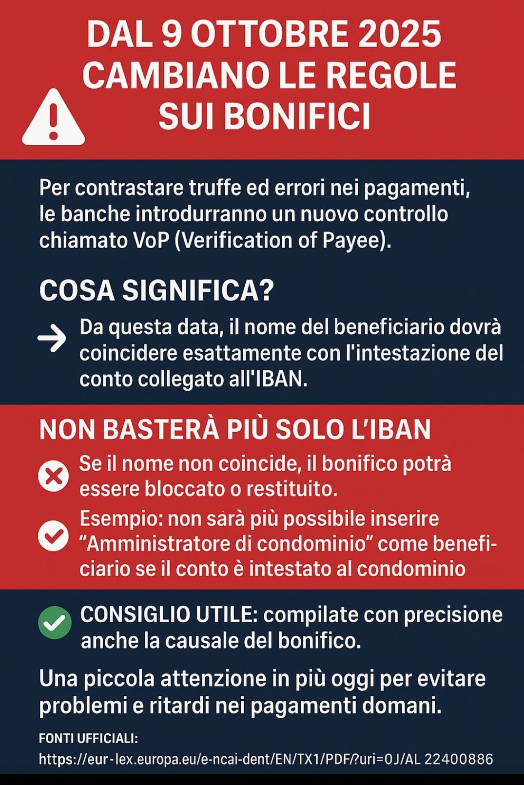 ATTENZIONE CON I BONIFICI !!!!!